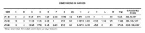 Murray Tensioners Adjusto-Matic Tensioner Dimensions Chart