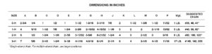 Murray Tensioners Type H Drive Positioner Dimensions Chart