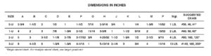 Murray Tensioners Type U Drive Positioner Dimensions Chart